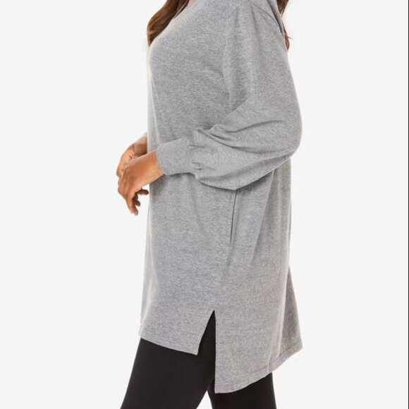 Roamans Blouson Sleeve HiLo Sweatshirt w/Pockets 1X 22-24 - Picture 3 of 3